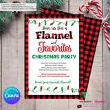 Christmas Flannel and Favorites Party Invitation - Editable in Canva