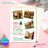 Merry Little Christmas Snapshots 4 Photo Christmas Card, Family Holiday Photo Card, Multi-photo, Email Christmas Card, Editable in Canva
