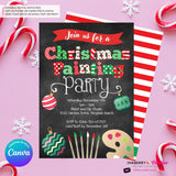 Christmas Painting Party Invitation - Chalkboard - Editable in Canva