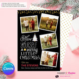 Merry Little Christmas Snapshots 4 Photo Christmas Card, Family Holiday Photo Card, Multi-photo, Email Christmas Card, Editable in Canva