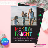 Modern Merry and Bright Photo Christmas Card, Family Holiday Photo Card, Multi-photo, Email Christmas Card, Editable in Canva