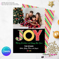 Big Joy Gold and Patterns Christmas Photo Card, Family Holiday Photo Card, Custom Colors, Email Christmas Card, Editable in Canva