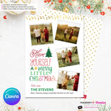 Merry Little Christmas Snapshots 4 Photo Christmas Card, Family Holiday Photo Card, Multi-photo, Email Christmas Card, Editable in Canva