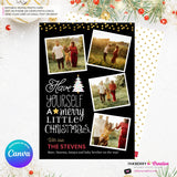 Merry Little Christmas Snapshots 4 Photo Christmas Card, Family Holiday Photo Card, Multi-photo, Email Christmas Card, Editable in Canva