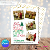 Merry Little Christmas Snapshots 4 Photo Christmas Card, Family Holiday Photo Card, Multi-photo, Email Christmas Card, Editable in Canva