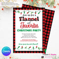 Christmas Flannel and Favorites Party Invitation - Editable in Canva