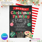 Christmas Painting Party Invitation - Chalkboard - Editable in Canva