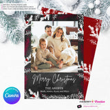 Chalkboard Winter Berry Branches Christmas Photo Card, Family Holiday Photo Card, Custom Colors, Email Christmas Card, Editable in Canva