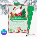 Breakfast with Santa - Pancakes, Cocoa and Cookies - Editable in Canva