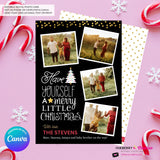Merry Little Christmas Snapshots 4 Photo Christmas Card, Family Holiday Photo Card, Multi-photo, Email Christmas Card, Editable in Canva