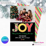 Big Joy Gold and Patterns Christmas Photo Card, Family Holiday Photo Card, Custom Colors, Email Christmas Card, Editable in Canva
