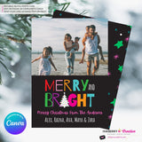 Modern Merry and Bright Photo Christmas Card, Family Holiday Photo Card, Multi-photo, Email Christmas Card, Editable in Canva