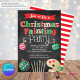Christmas Painting Party Invitation - Chalkboard - Editable in Canva