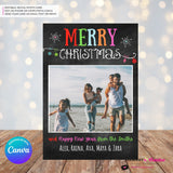 Chalkboard Ornaments Merry Christmas Photo Card, Family Holiday Photo Card, Email Christmas Card, Editable in Canva