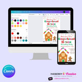 Gingerbread House Gum Drops & Sprinkles Decorating Christmas Party Invitation - Editable in Canva