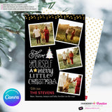 Merry Little Christmas Snapshots 4 Photo Christmas Card, Family Holiday Photo Card, Multi-photo, Email Christmas Card, Editable in Canva