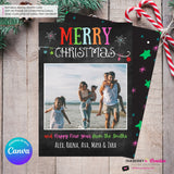 Chalkboard Ornaments Merry Christmas Photo Card, Family Holiday Photo Card, Email Christmas Card, Editable in Canva