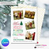 Merry Little Christmas Snapshots 4 Photo Christmas Card, Family Holiday Photo Card, Multi-photo, Email Christmas Card, Editable in Canva
