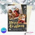 Chalkboard Silver and Gold Snow Merry Christmas Photo Card - Edit in Canva