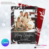 Chalkboard Winter Berry Branches Christmas Photo Card, Family Holiday Photo Card, Custom Colors, Email Christmas Card, Editable in Canva