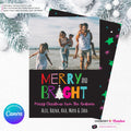 Modern Merry and Bright Photo Christmas Card, Family Holiday Photo Card, Multi-photo, Email Christmas Card, Editable in Canva