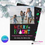 Modern Merry and Bright Photo Christmas Card, Family Holiday Photo Card, Multi-photo, Email Christmas Card, Editable in Canva