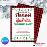 Christmas Flannel and Favorites Party Invitation - Editable in Canva