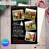Merry Little Christmas Snapshots 4 Photo Christmas Card, Family Holiday Photo Card, Multi-photo, Email Christmas Card, Editable in Canva