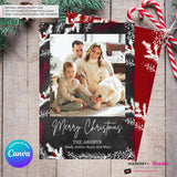 Chalkboard Winter Berry Branches Christmas Photo Card, Family Holiday Photo Card, Custom Colors, Email Christmas Card, Editable in Canva