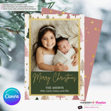Boho Painted Trees & Stars Christmas Photo Card, Family Holiday Photo Card, Custom Colors, Email Christmas Card, Editable in Canva