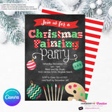Christmas Painting Party Invitation - Chalkboard - Editable in Canva