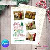 Merry Little Christmas Snapshots 4 Photo Christmas Card, Family Holiday Photo Card, Multi-photo, Email Christmas Card, Editable in Canva