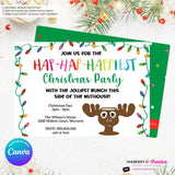 Hap Hap Happiest Christmas Party, Christmas Vacation Theme, Cousin Eddie Moose Cup Party Invitation - Editable in Canva