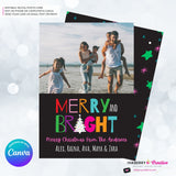 Modern Merry and Bright Photo Christmas Card, Family Holiday Photo Card, Multi-photo, Email Christmas Card, Editable in Canva