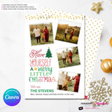 Merry Little Christmas Snapshots 4 Photo Christmas Card, Family Holiday Photo Card, Multi-photo, Email Christmas Card, Editable in Canva