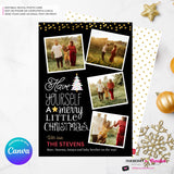 Merry Little Christmas Snapshots 4 Photo Christmas Card, Family Holiday Photo Card, Multi-photo, Email Christmas Card, Editable in Canva