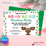 Hap Hap Happiest Christmas Party, Christmas Vacation Theme, Cousin Eddie Moose Cup Party Invitation - Editable in Canva