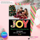 Big Joy Gold and Patterns Christmas Photo Card, Family Holiday Photo Card, Custom Colors, Email Christmas Card, Editable in Canva