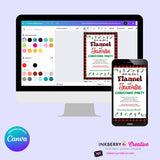 Christmas Flannel and Favorites Party Invitation - Editable in Canva