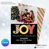 Big Joy Gold and Patterns Christmas Photo Card, Family Holiday Photo Card, Custom Colors, Email Christmas Card, Editable in Canva