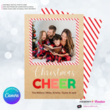 Big Cheer - Kraft Paper Style Christmas Photo Card, Family Holiday Photo Card, Custom Colors, Email Christmas Card, Editable in Canva