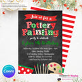 Christmas Pottery Painting Party Invitation - Editable in Canva