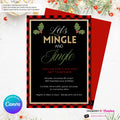 Mingle Jingle Buffalo Plaid Christmas Party Invitation - Editable in Canva
