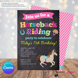 Horseback Riding Birthday Invitation - Chalkboard – Printable, Instant Download, Digital File, Edit in Canva