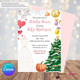 Holiday Theme Bridal Shower Invitation, Digital Printable File, Edit in Canva