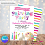 Painting Party Invitation (White) - Kids Art Painting Birthday Party Invite - Printable, Edit in Canva