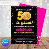 Disco Ball 50th Party Invitation - Digital File, Edit in Canva