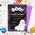 Cute Ghost Halloween Party Invitation, Pink Orange Purple Halloween - Editable in Canva