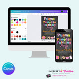 Pajama and Pumpkin Painting Party Invitation - Chalkboard - Printable, Digital File, Edit in Canva