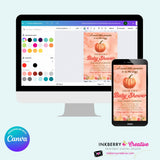 Sweet Little Pumpkin Watercolor Baby Shower Invitation - Printable, Digital File, Edit in Canva